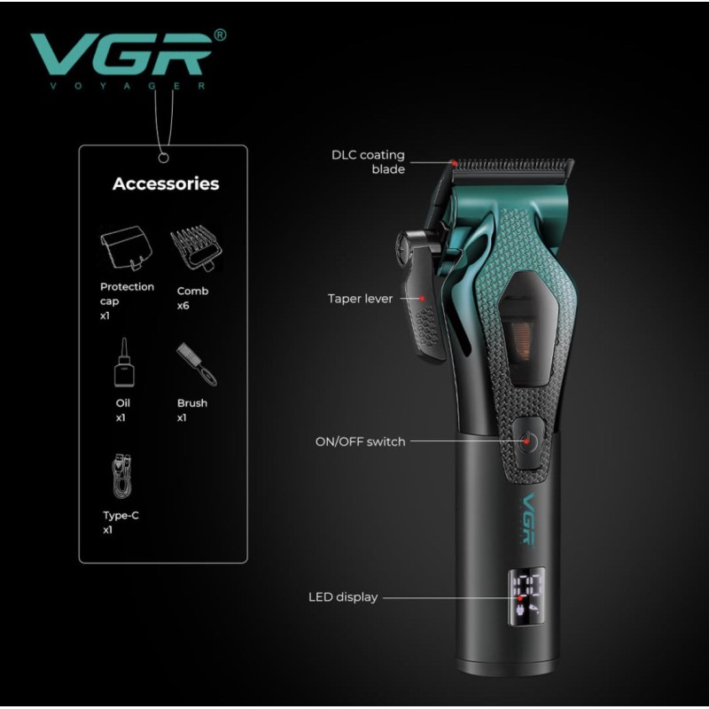 خرید ماشین اصلاح حجم زن VGR V-271 تیغه DLC باتری قدرتمند