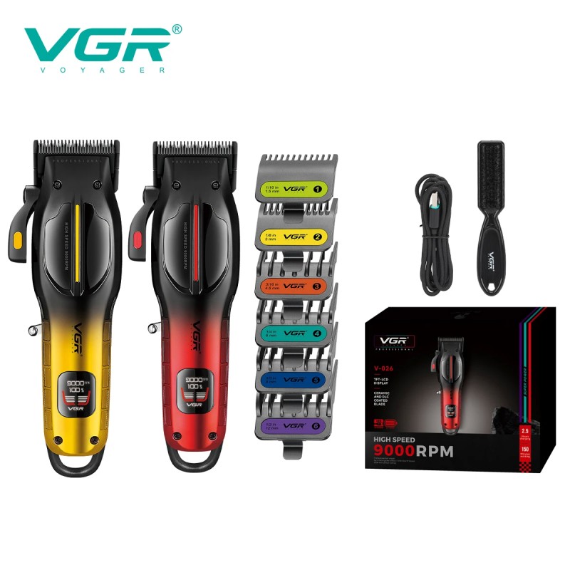 خرید ماشین اصلاح حجم زن VGR V-026 | تیغه سرامیک DLC | ۶ شانه | نمایشگر LED | شارژ طولانی