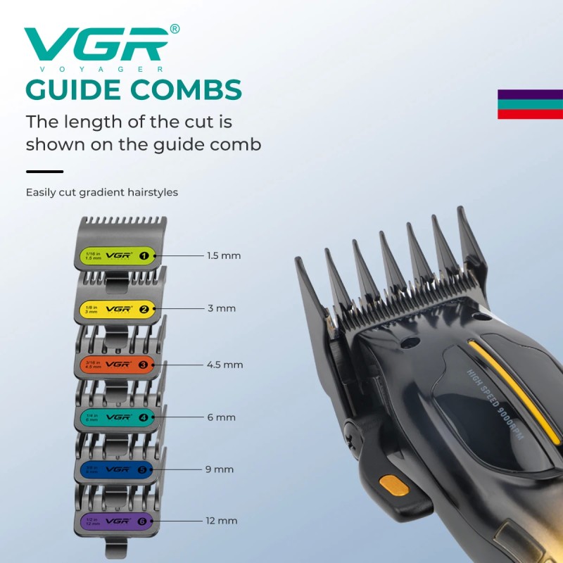 خرید ماشین اصلاح حجم زن VGR V-026 | تیغه سرامیک DLC | ۶ شانه | نمایشگر LED | شارژ طولانی