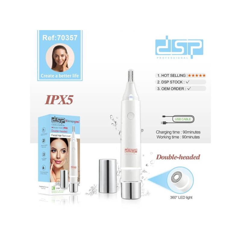 قیمت و خرید شیور صورت و ابرو زنانه DSP مدل 70357 | ضدآب، LED، شارژی