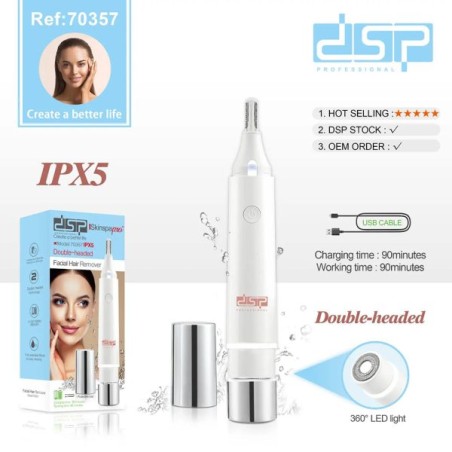 قیمت و خرید شیور صورت و ابرو زنانه DSP مدل 70357 | ضدآب، LED، شارژی