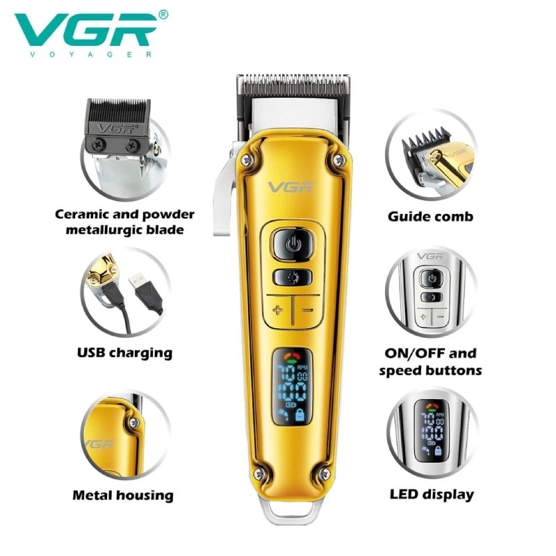قیمت ماشین اصلاح VGR V-006 حجم‌زن حرفه‌ای با تیغه سرامیکی و باتری قدرتمند