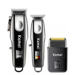 ست ماشین اصلاح و صفرزن کیمی KM-8531 | سه دستگاه حرفه‌ای حجم‌زن، خط‌زن و شیور