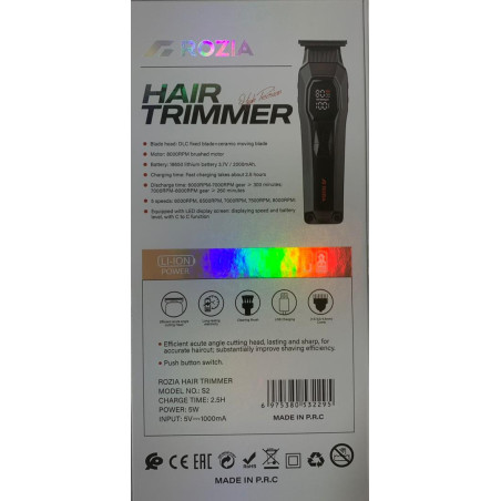 قیمت ماشین اصلاح خط‌زن و صفرزن روزیا ROZIA S2 | تیغه سرامیک DLC، موتور 8000 دور، باتری 2000mAh