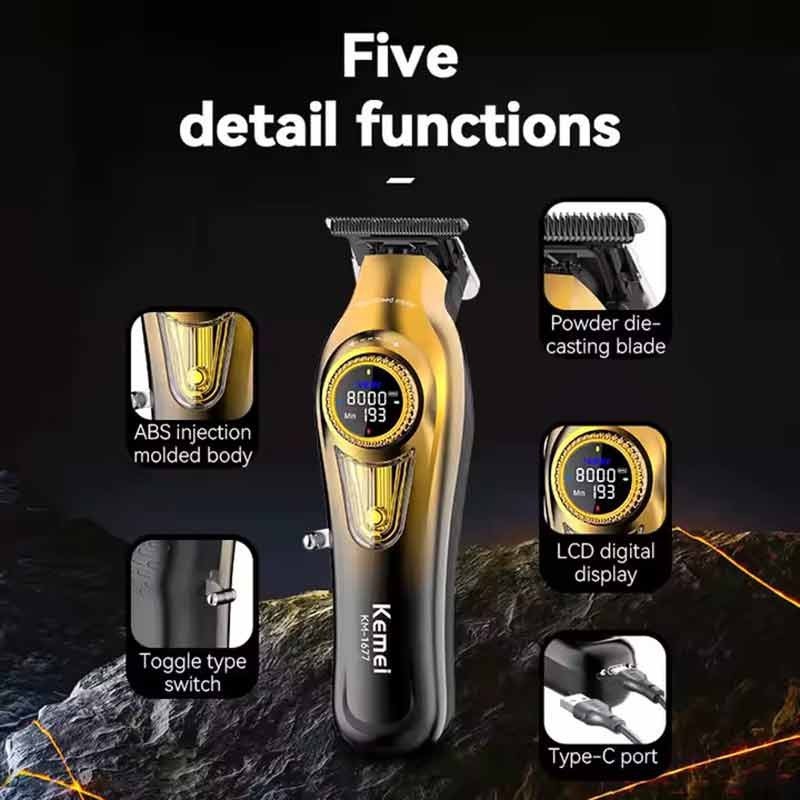 قیمت و خرید ماشین اصلاح خط زن حرفه‌ایKemei KM-1677 | تیغه سرامیک-متالورژی | باتری 2000mAh | حالت توربو