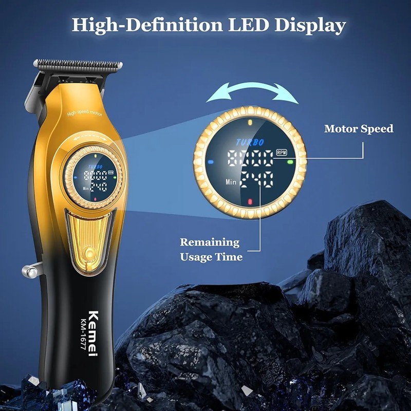 قیمت و خرید ماشین اصلاح خط زن حرفه‌ایKemei KM-1677 | تیغه سرامیک-متالورژی | باتری 2000mAh | حالت توربو