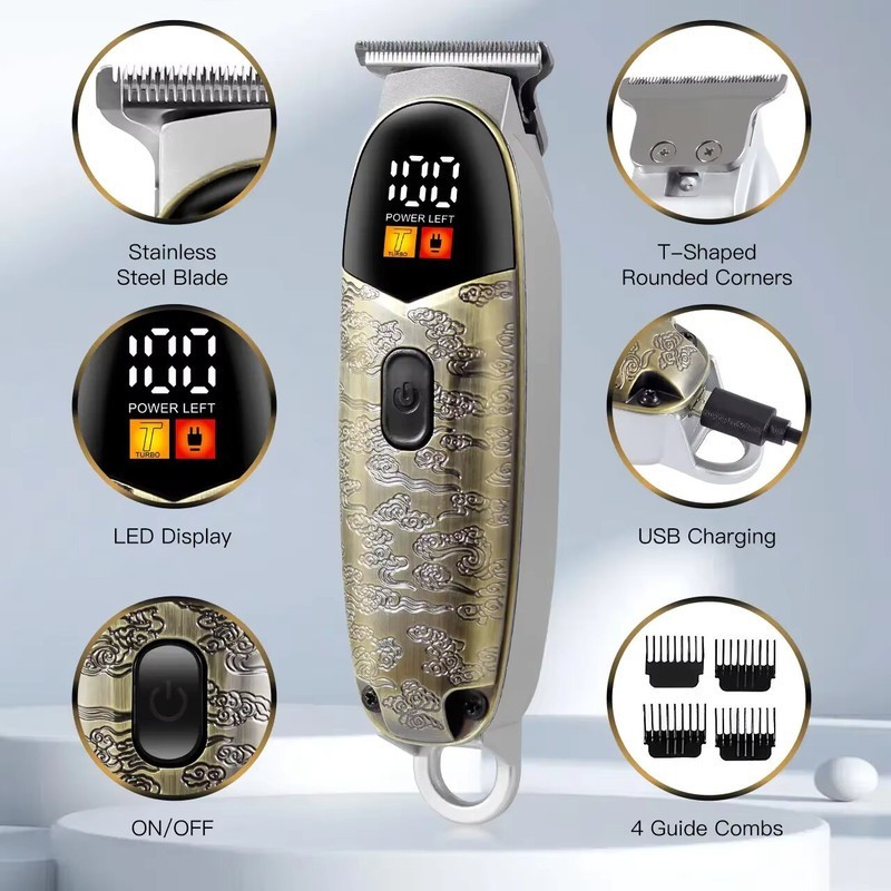 قیمت و خرید ماشین اصلاح خط‌زن و صفرزن GX مدل GX330 | تیغه استیل ضدزنگ، باتری ۱۸۰ دقیقه‌ای، صفحه نمایش LED و ۴ شانه