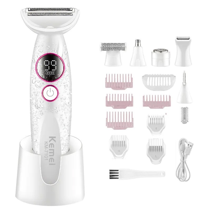 قیمت و خرید دستگاه اصلاح موی بانوان کیمی KM-7101 | ست کامل صورت و بدن