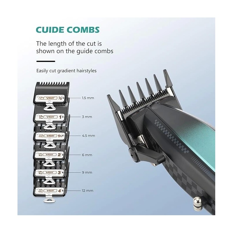 قیمت ماشین اصلاح حرفه‌ای VGR V-270 | حجم‌زن، فید و سایه‌زنی | باتری ۴ ساعته