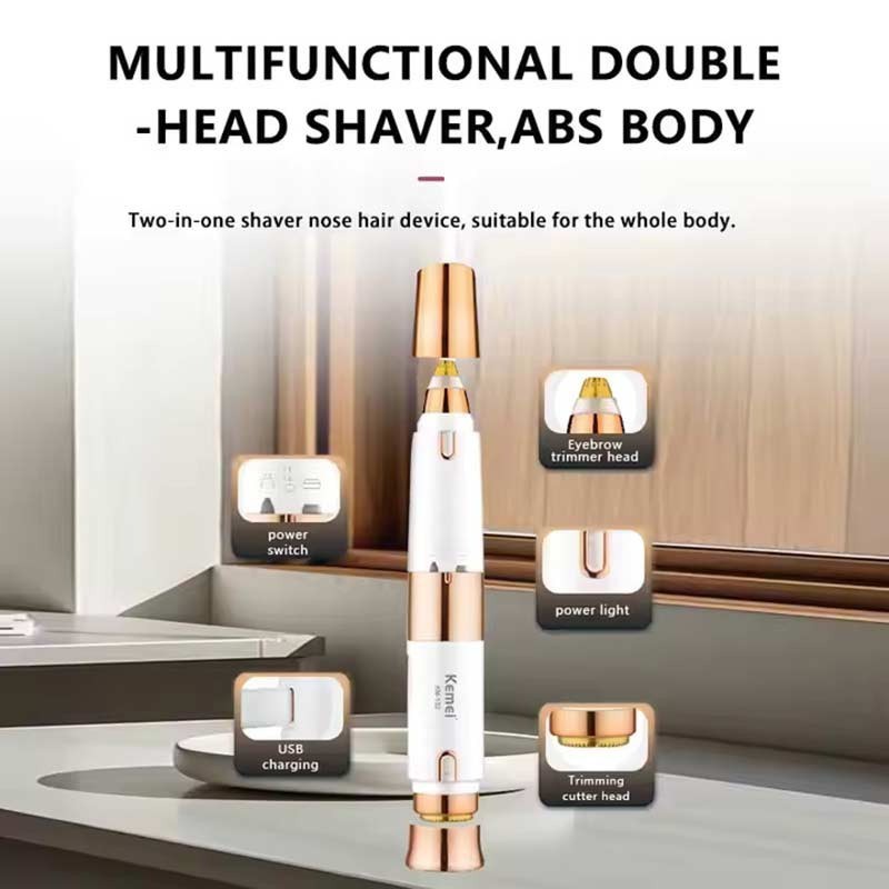 قیمت اپیلاتور ۲ کاره کیمی مدل KM-152 | شیور و اصلاح ابرو با تیغه استیل ضدزنگ، باتری ۱۸۰ دقیقه‌ای و موتور ۸۰۰۰ دوری