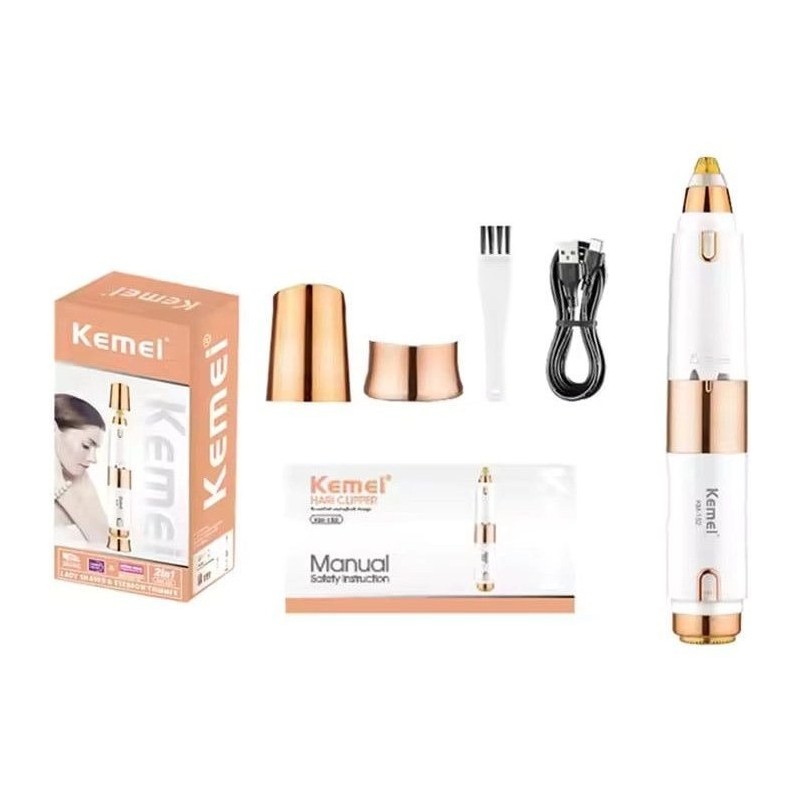 قیمت اپیلاتور ۲ کاره کیمی مدل KM-152 | شیور و اصلاح ابرو با تیغه استیل ضدزنگ، باتری ۱۸۰ دقیقه‌ای و موتور ۸۰۰۰ دوری