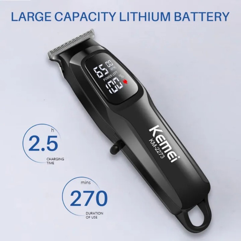 قیمت و خرید ماشین اصلاح حرفه ای کیمی مدل KM-2273 | باتری ۱۸۰۰mAh، موتور ۶۵۰۰ دور، شارژ سریع ۲.۵ ساعته و صفحه نمایش