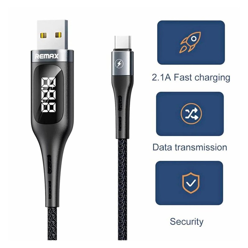قیمت بهترین کابل تایمردار آیفونی فست شارژ Remax RC-096i 2.1A 1.2m