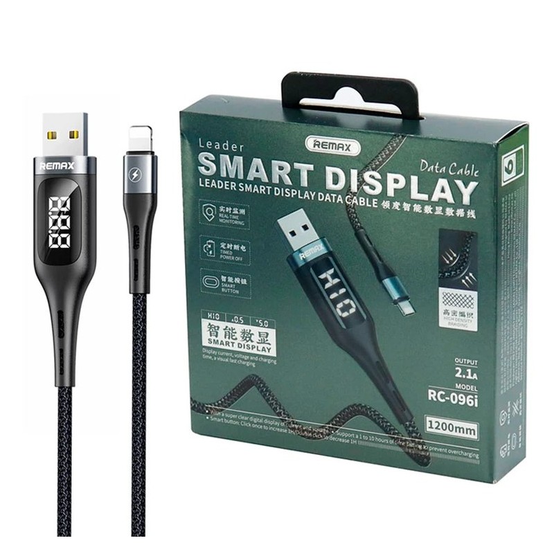 قیمت بهترین کابل تایمردار آیفونی فست شارژ Remax RC-096i 2.1A 1.2m