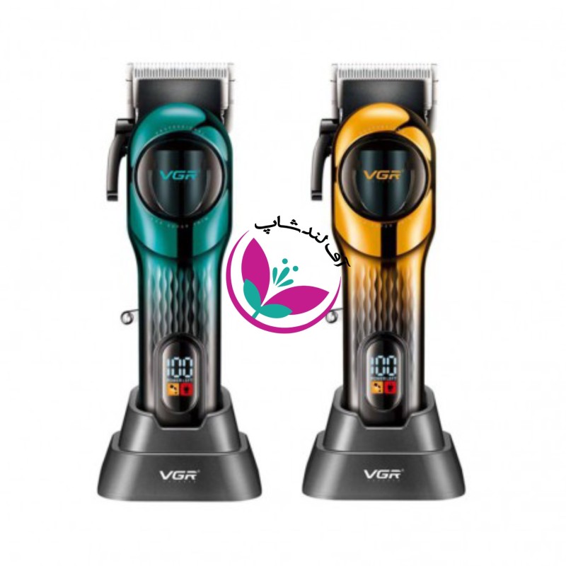 خرید و قیمت ماشین اصلاح وی جی آر مدل V-166 | حجم‌زن حرفه‌ای با موتور ۷۵۰۰ دور، تیغه استیل ضدزنگ و باتری 200 دقیقه‌ای