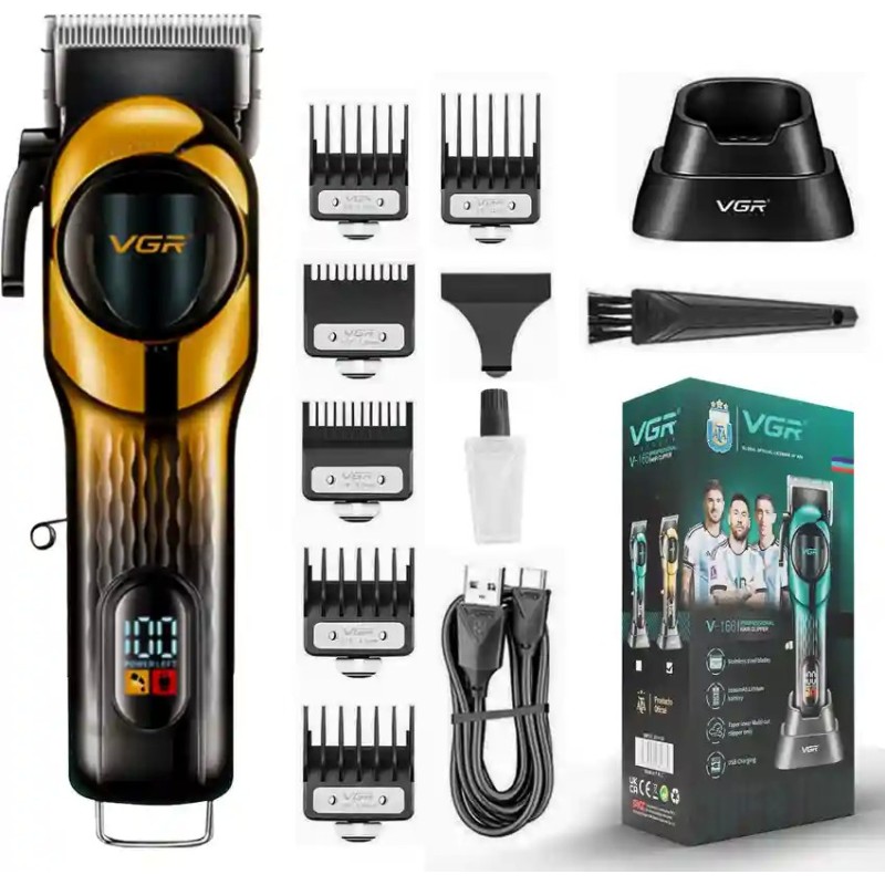 خرید و قیمت ماشین اصلاح وی جی آر مدل V-166 | حجم‌زن حرفه‌ای با موتور ۷۵۰۰ دور، تیغه استیل ضدزنگ و باتری 200 دقیقه‌ای